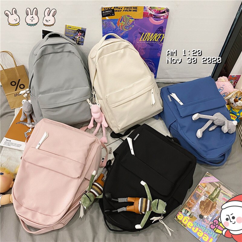 JULYCCINO Neue Einfarbig Rucksack Frauen Wasserdichte Nylon Nette Schule Tasche Schulter Student Tasche Teenager Mädchen College Rucksack