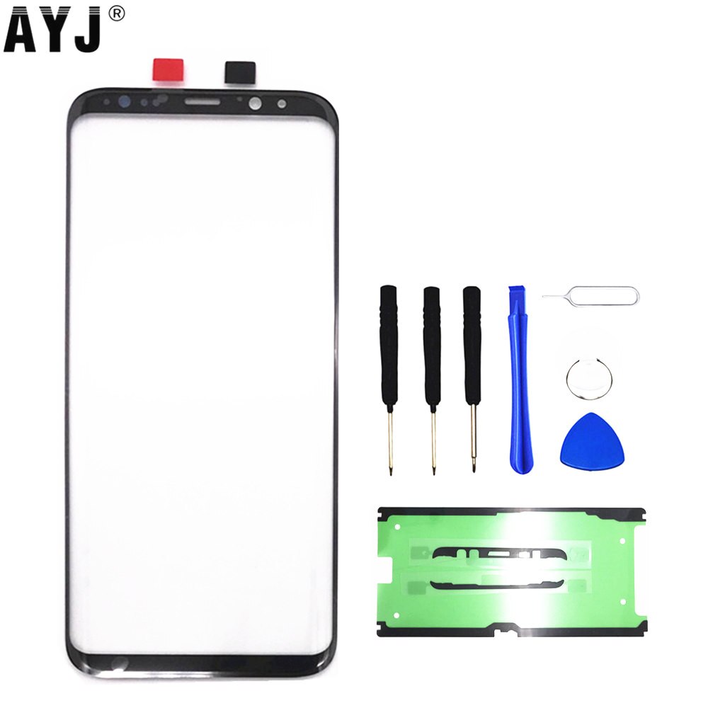 Lcd frontglaspanel för samsung galaxy  s8 s9 plus display extern pekskärm yttre linsbyte självhäftande pad verktyg