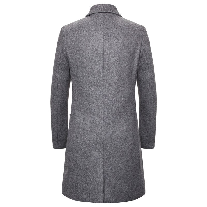 Lange mantel, heren, winter, wollen jas, slank, lange jas, zakelijk,trenchcoat mode, jas voor het tussenseizoen, Y01 - zwart, 4XL