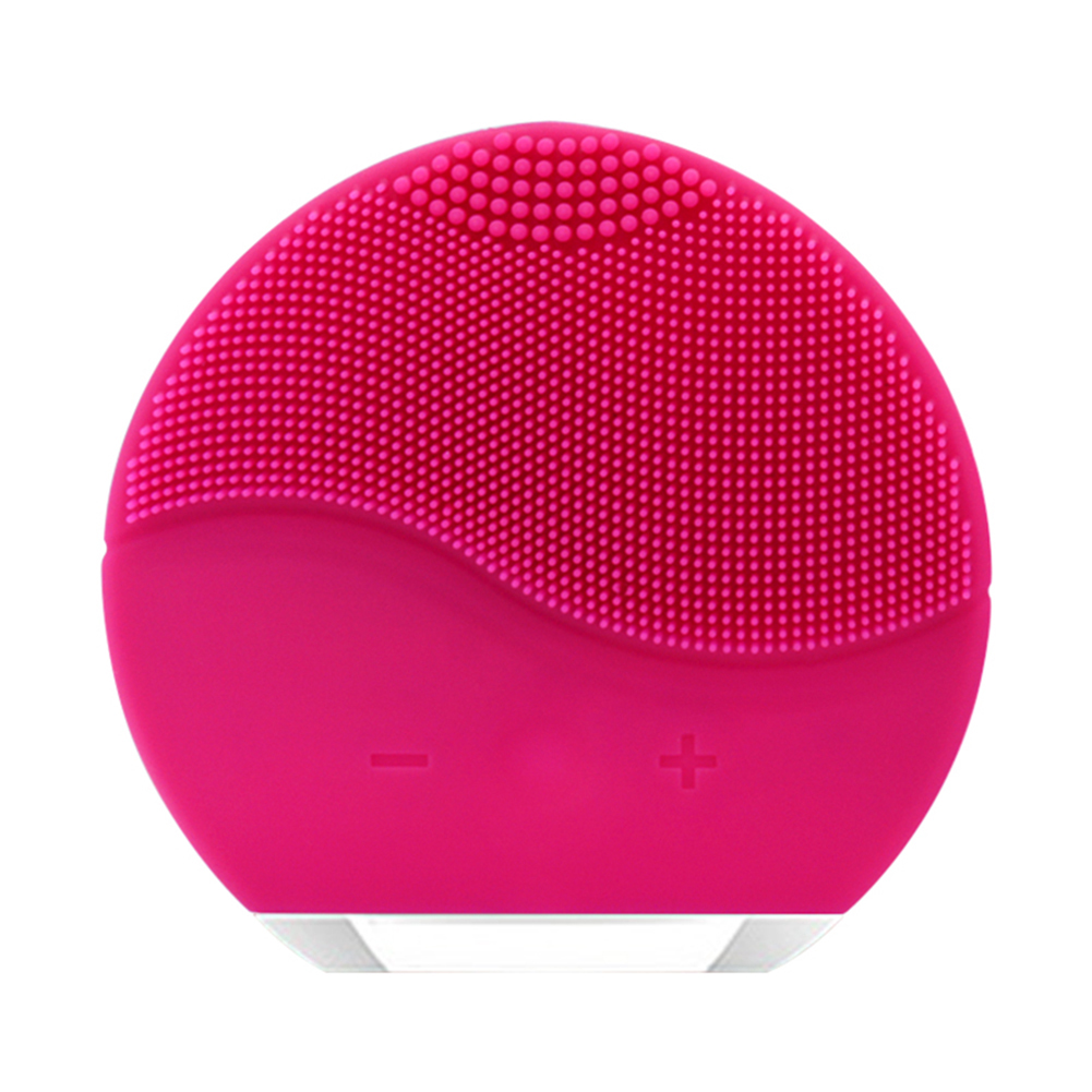 Mini brosse électrique ultrasonique de nettoyage de visage de Silicone portatif USB chargeant le nettoyeur profond de Vibration de Massage de lavage de peau de pores: Rose Rouge