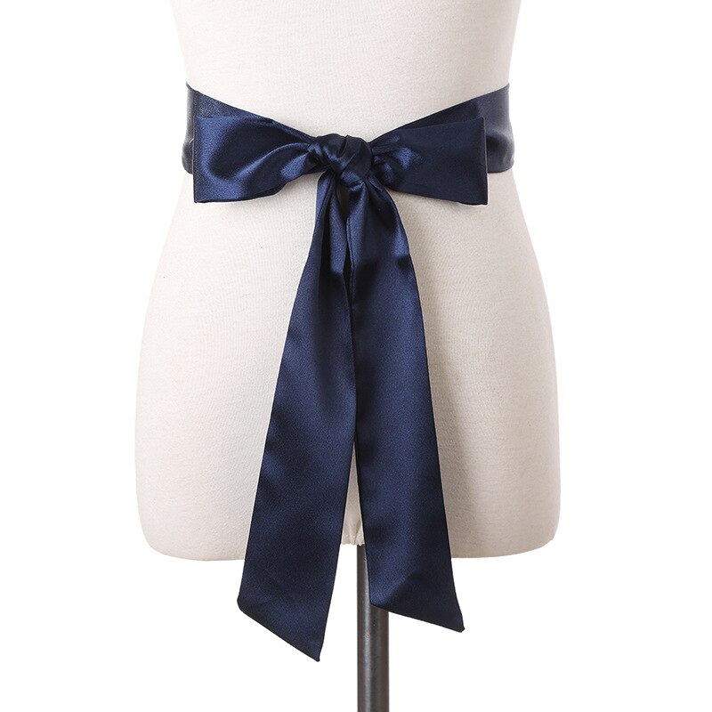 Classic Purple Pink Wedding Sash Simple Silk Ribbon Sash for Special Occasion Dress Burgundy Formal Satin Bridal Belt: Blue