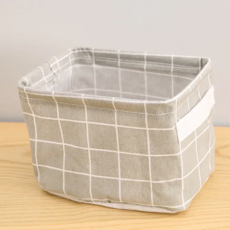 Waterproof Linen Storage Basket for Toys, Sundries, Cosmetics, Underwear and Office Stationery, Desktop Storage Organizer: WHITE