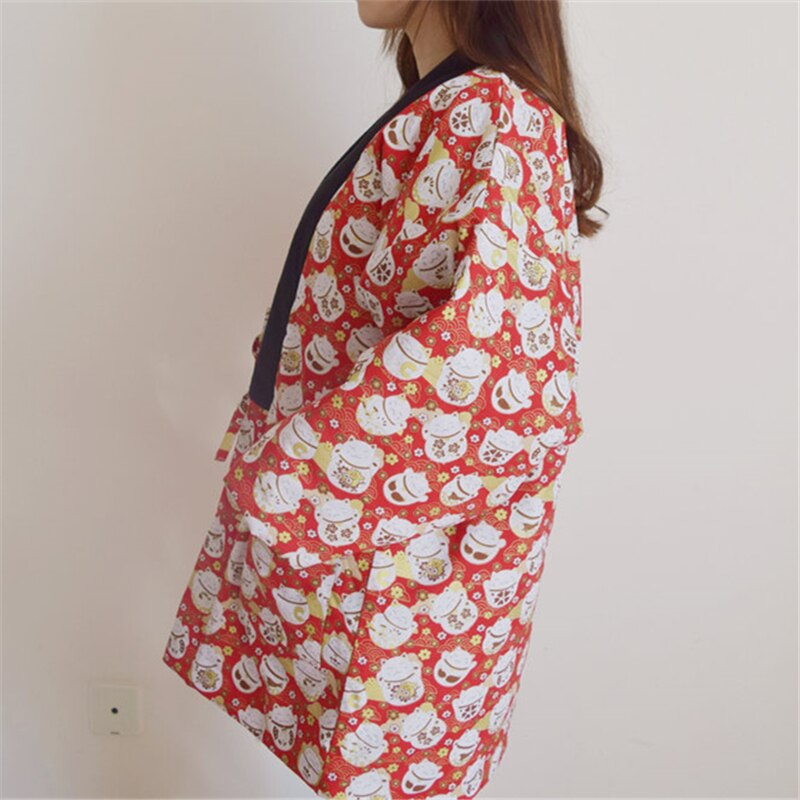 Japanese Winter Hanten Thick Warm Cotton-Padded Traditional Haori Women Kimono Style Loose Overcoat Female Retro Yukata