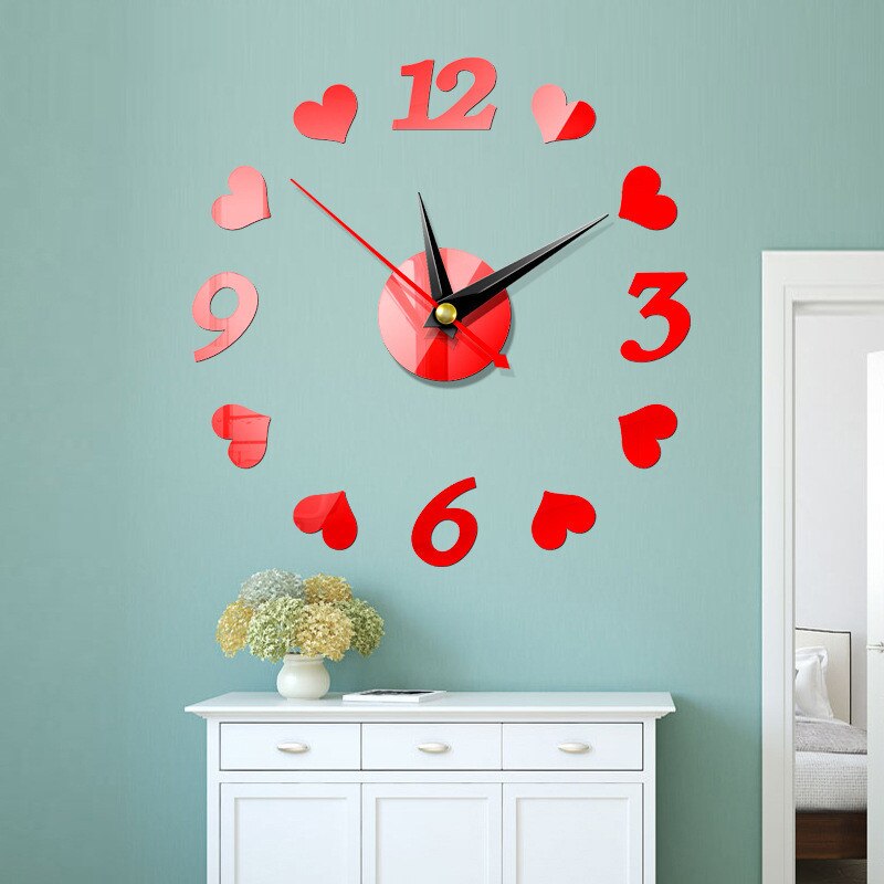 3D Wall Clock DIY Acrylic Large Frameless Mirror Number Sticke Art Decal Living Room Decor Wall Clock Modern