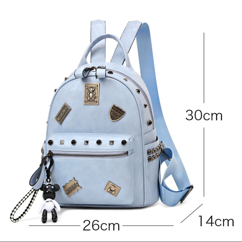 Rosetic Punk PU Leather Backpacks Women School Bags Rivet Gothic Black Pink White Teenager Casual Backpacks Travel: Blue