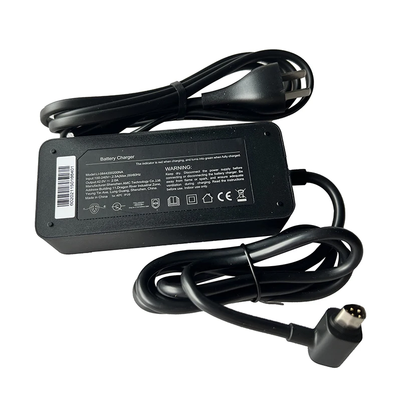 Cargador rápido Original de 42V 2A para batería de bicicleta eléctrica Qicycle EC1 F2, accesorios de carga de duradera: Gris claro