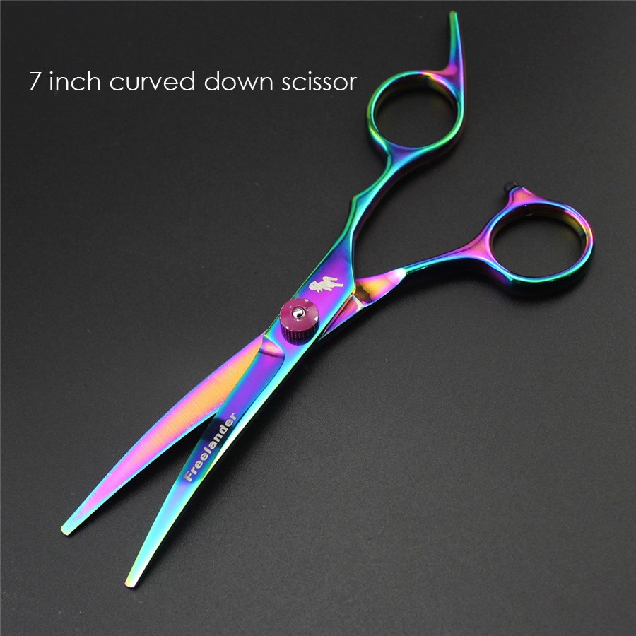 6 inch 7.0 inch hair scissors pet scissors hair cutting thinning scissors dog grooming shears curved scissors: 7 inch curved down