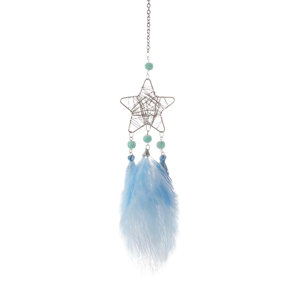 Hueco estrella creativa Luna cazador de sueños de plumas campanas de viento hecho a mano indio colgante para coche y pared hogar niños habitación decoración FDH: I