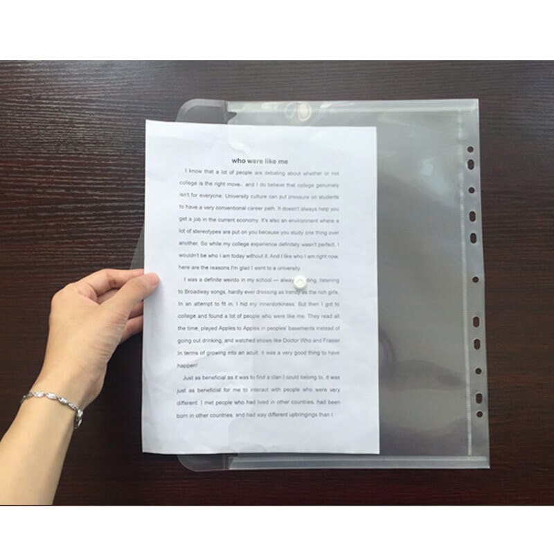 11 hul gennemsigtig  a4 dokument fil taske plast mappe fil regning konvolut opbevaringspose dataskole studerende test papirpose