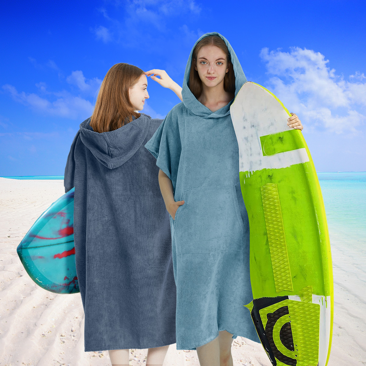1 Stück (75*110cm) Mikrofaser-Handtuch-Poncho für Erwachsene, Frottee-Badehandtuch für Damen und Herren, Surfen-Umziehtuch
