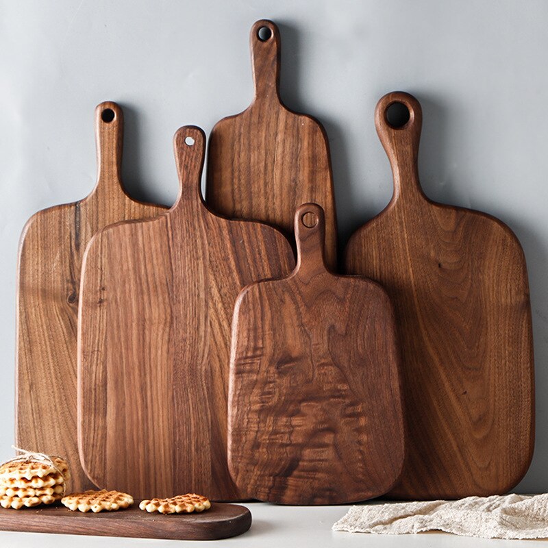 Kitchen Wooden Chopping Blocks Beech Walnut Cutting Board Pizza Bread Fruit Sushi Tray Hangable Non-slip Kitchen Tools