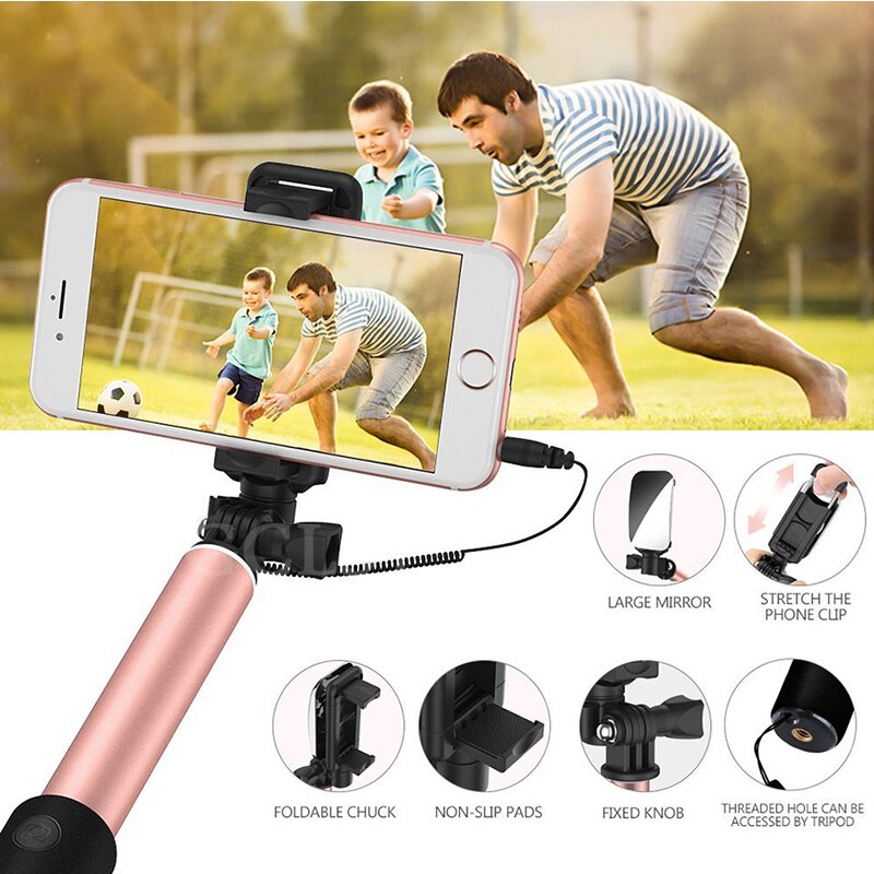 FGCLSY Metal palo Selfie con cable con Bluetooth remoto de trípode plegable portátil extensible Monopod para iphone 6 iphone 6s iOS