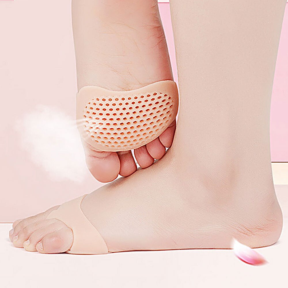 1 paar Rosa Silikon Gel Vorfuß Kissen Pads Schmerzen Linderung Atmungsaktive Schutz für Frauen Fußpflege Pads Ball von Fuß