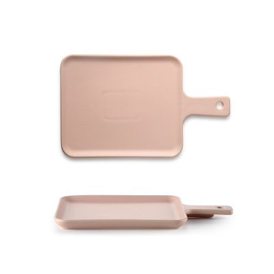 Nordic Solid Matte Rectangle Ceramic Plate Bone China Dinner Plate Heat Resistant Backing Plate Flat Steak Fruit Salad Tray: Pink / 24.5x14.5x1.5cm