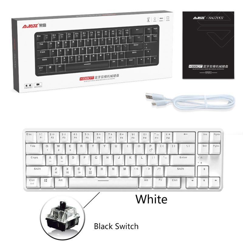 Wired Bluetooth 68 Keys with Anti-ghosting Mechanical Keyboard for Ajazz K680t Different Backlight Modes