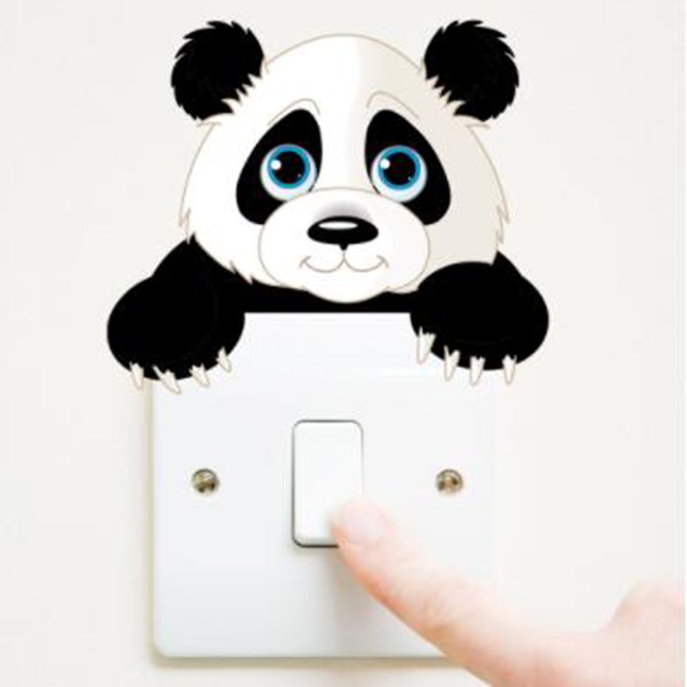 Cute Switch Stickers Cartoon Animals Elephant Cat Panda Giraffe Light Switch Sticker Decal Animal Art Mural Bedroom Home Decor