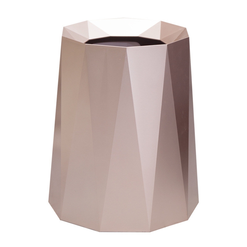 Built-in Simple Garbage Bin Bedroom Living Room Multi-Purpose Trash Can without Cover Nordic Style: Rose Gold / 12L