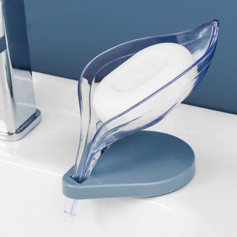 Leaf Shaped Soap Box Drain Soap Holder Suction Cup Soap Dish Plastic Soap Tray Bathroom Accessories Supplies