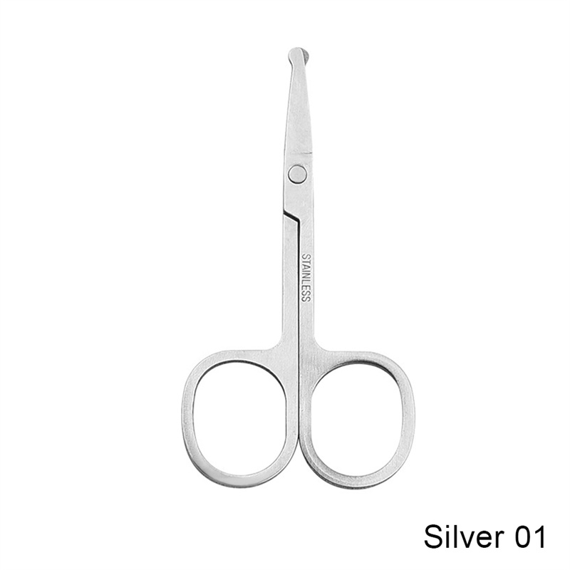 Nose Hair Scissors Mini Stainless Steel Round Head Beauty Trimmer Nose Hair Trimmer Portable Ergonomics Nose Hair Cutter: 01