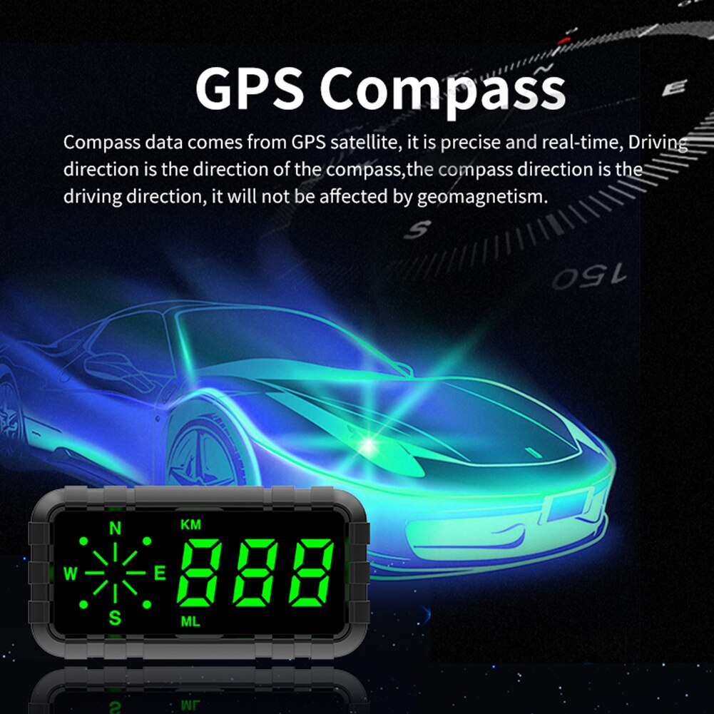 Digital Car GPS Speedometer Speed Display with Compass MPH KMH Head Up Display HUD Odometer Car Electronics Accessories