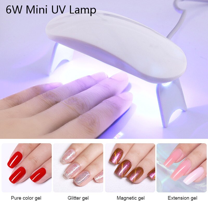 36W Uv Lamp Usb Nail Droger 18 Leds 30 S/60 S/90 S Lcd Display Voor curing Gel Polish Auto Sensing Lamp Voor Nagels Manicure Tool: 6W Mini lamp