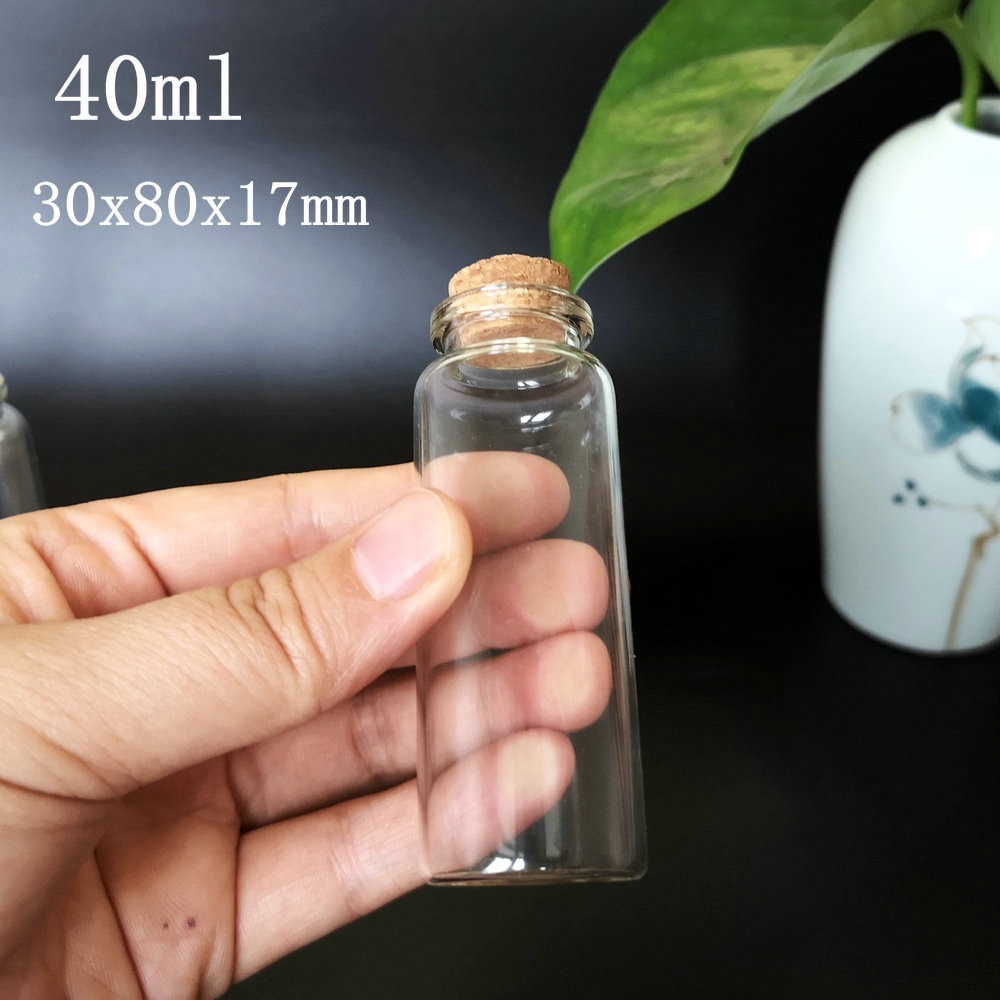 Botellas Vacías de almacenamiento DIY con tapones de corcho, frascos de vidrio para deseos, manualidades para decoración, 10ml/15ml/20ml/25ml/30ml/40ml/55ml, 50 Uds.