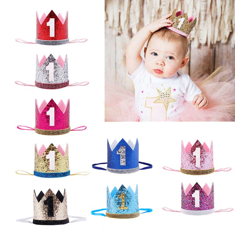 Corona de plata para cumpleaños, sombreros para , niños, niñas, niño, un año, corona de princesa, diadema, de bienvenida del bebé, suministro de decoración para fiestas