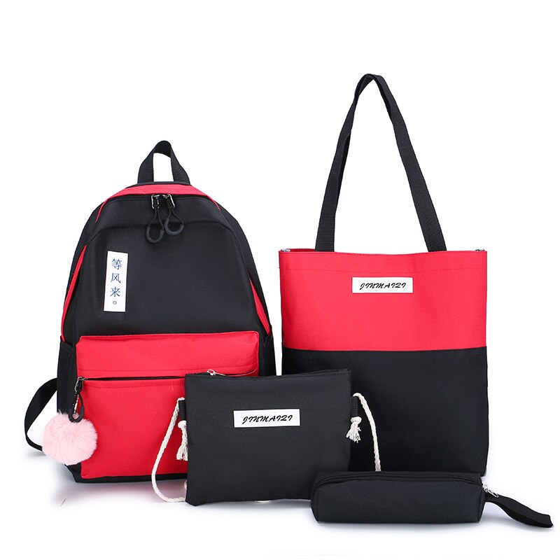 Conjunto de lona feminino, conjunto de lona, mochila feminina, grande capacidade, de viagem, escola, com caixa de lápis, bolsa para laptop diária