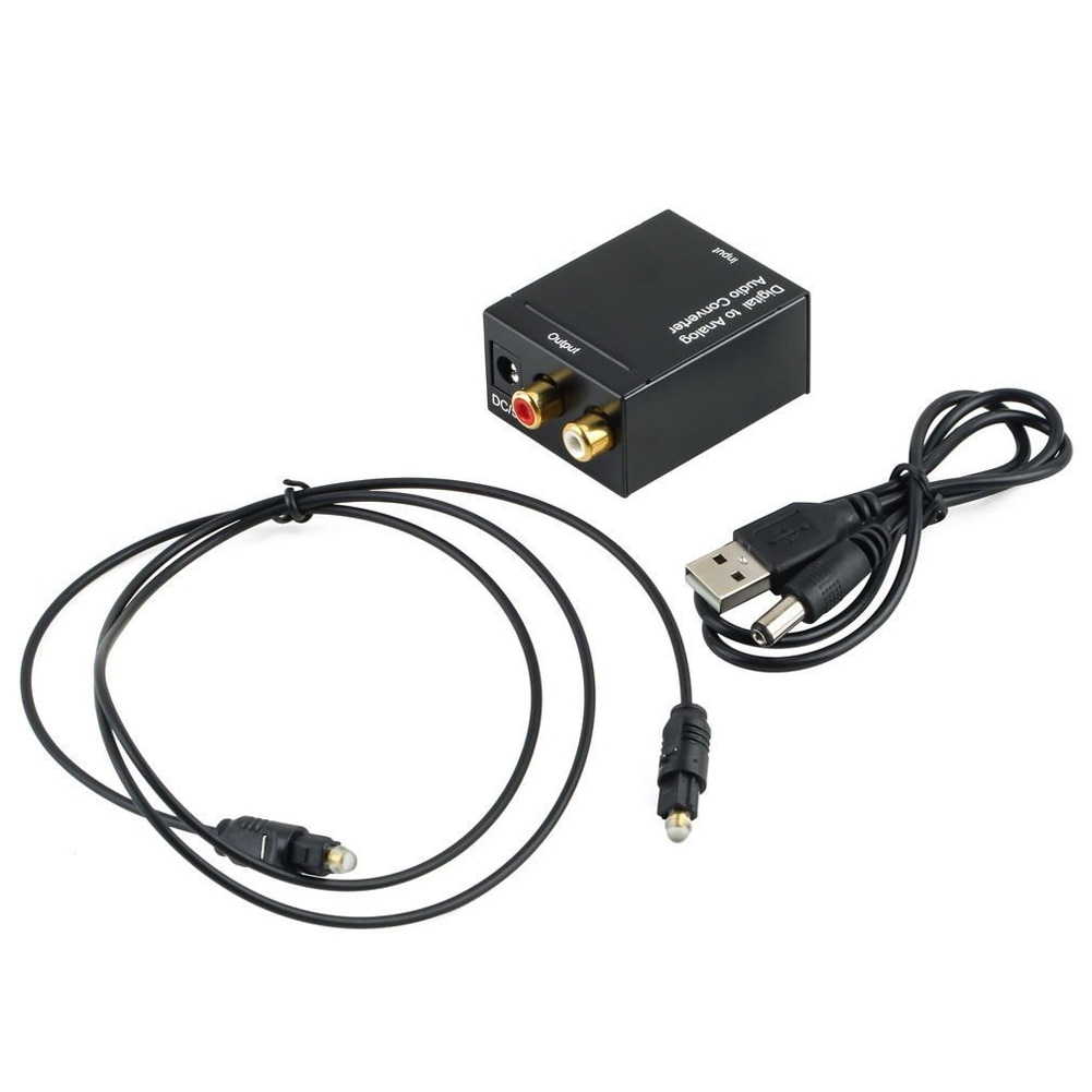 Digital til analog lydkonverter digital optisk koaksial koaksialkobling til analog rca l/r audio converter adapter forsterker