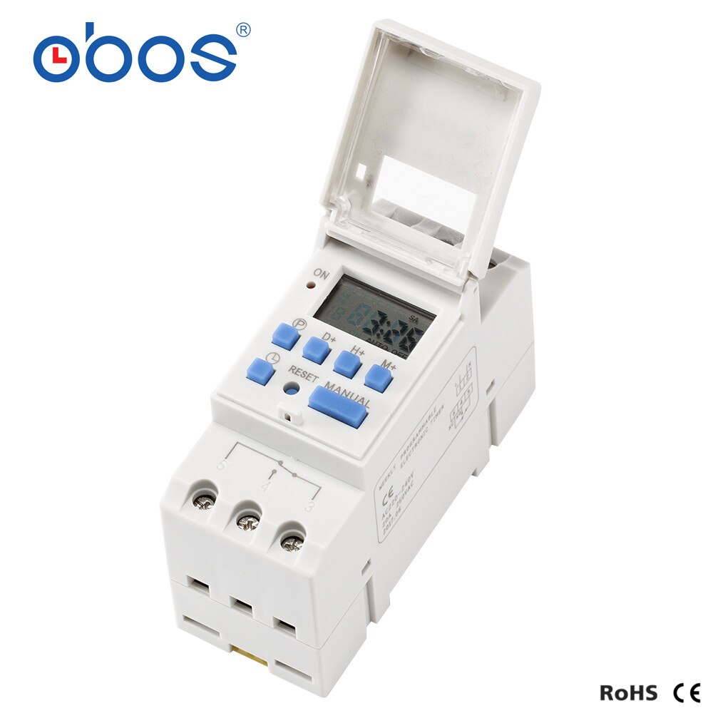 Obos sähkökatkot muisti 220v digitaalinen ajastin din ajastin digitaalinen 16 kertaa päälle/pois päivässä aika asetettu alue 1 min -168h