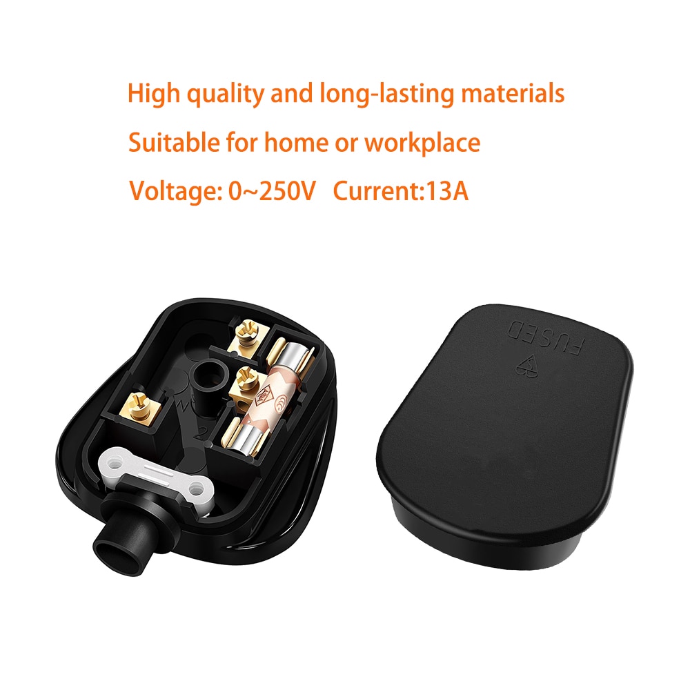 Rdxone UK 3 Pin 13A Plugs Grounded 250V British mains plug 3 Pin fused BS1363 adaptor POWER cable connector wire converter
