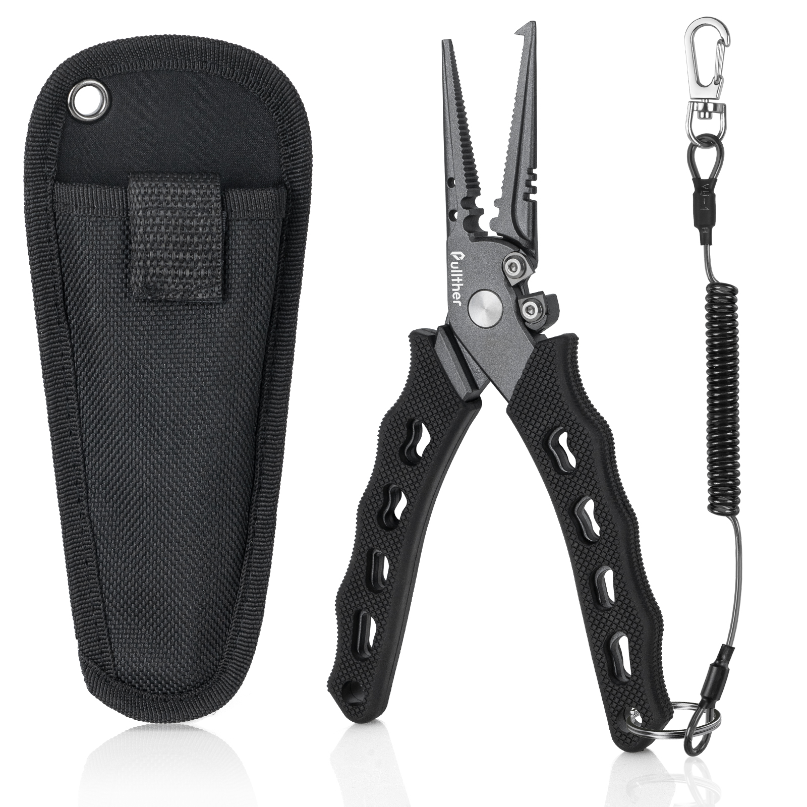 Alicates de pesca de acero inoxidable Pullther, cortadores de línea trenzada multifuncional, juego de alicates removedores de anzuelos, herramientas de aparejos de pesca