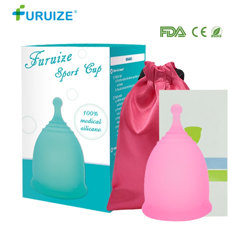 Copa menstrual para mujer, Copa de higiene femenina, Copa Menstrual reutilizable de grado médico de silicona, 100%: 1pcs-bag-box-Pink / L size