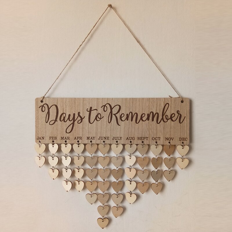 Birthday Anniversary Reminder Calendar Tracker Days to Remember DIY Wooden Board Plaque Craft Home Wall Hanging Party Decoration: A