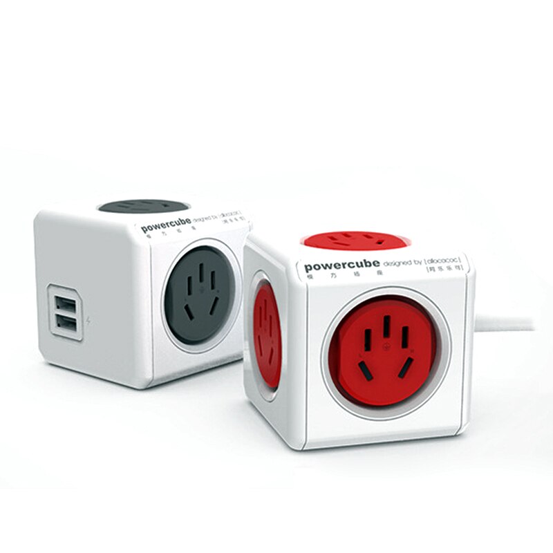 Allocacoc PowerCube Extension Socket - 4 Sockets + 2 USB Ports - 1.5m Cable