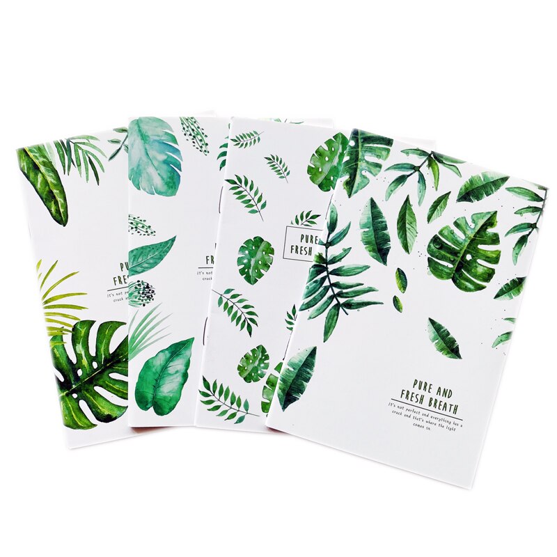 Cuaderno de hojas verdes con respiración pura y fresca, cuaderno diario para escribir, libro escolar, oficina, material de papelería para estudiantes, 20 páginas