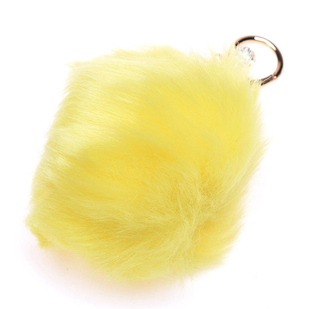 ISKYBOB brelok z futrzanym pomponem prawdziwy królik brelok z futrzaną kulką futro brelok Porte klucz wiolinowy Llaveros do torby wisiorek do torby akcesoria: YELLOW