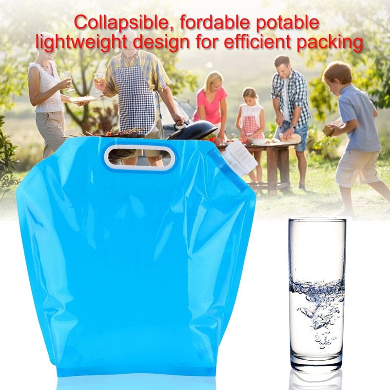 5LOutdoor Draagbare Camping Drinken Fles Vouwen Water Bag Carrier Containter Emmer Blauw