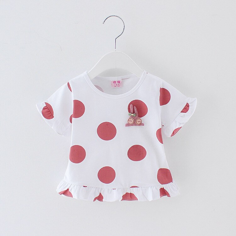 ONS Pasgeboren Baby Meisje Kleding Polka Dot T-shirt Katoen Ruche Zomer Outfits Kleding Tops 0-3Y: Rood / 12m