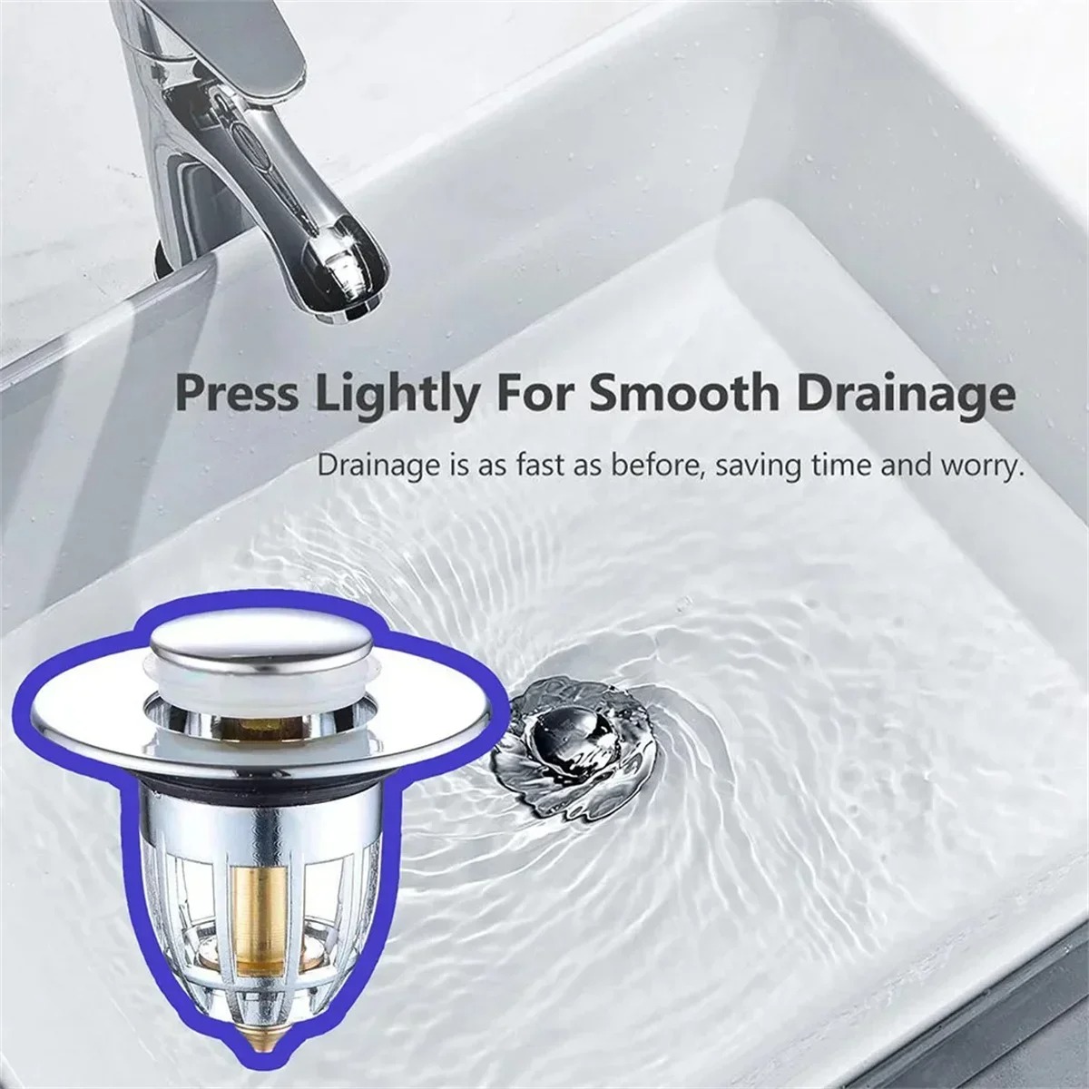 Tapón para fugas de lavabo, fregadero a prueba de insectos y olores, accesorio de drenaje, filtro tipo prensa, núcleo que rebota, 1-6 uds.