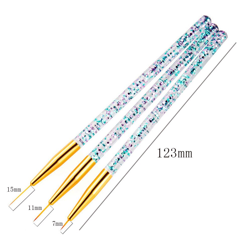 Pluma de dibujo de detalles, cepillo de línea para arte de uñas, de patrón de dibujo de uñas, cepillo de línea, cepillo de esmalte de uñas UV, 3 piezas: B086