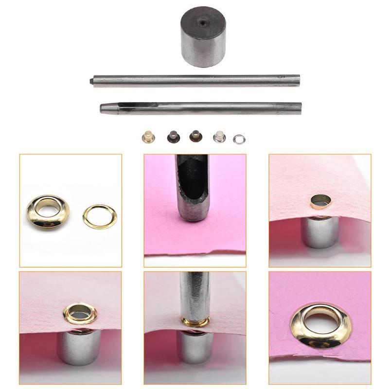 Metall ögla set läder hantverk reparation grommets scrapbooking gör det själv läder hål kläder tillbehör med hand knackning verktyg