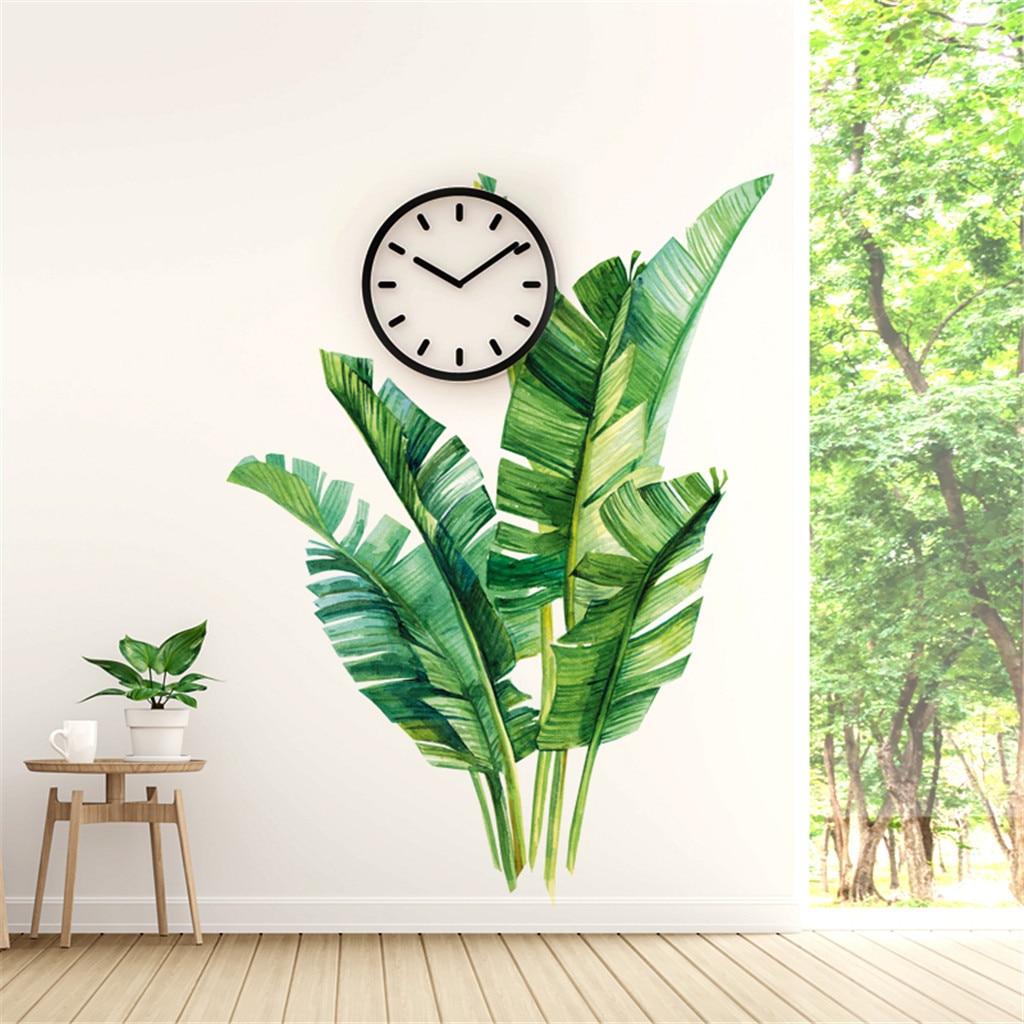 Nordic Green Plant Wall Stickers Home Decor Living Room Tropical Rainforest Palm Leaves Decal Wall Mural Children Room Wallpaper