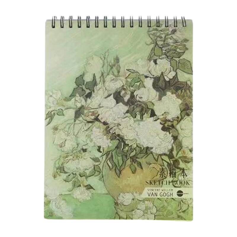 50 Vellen A4 Papier Aquarel Schets Boek Notepad Voor Schilderij Tekening Dagboek Dagboek Notebook Schetsboek Met Spiraal Draad: White peony