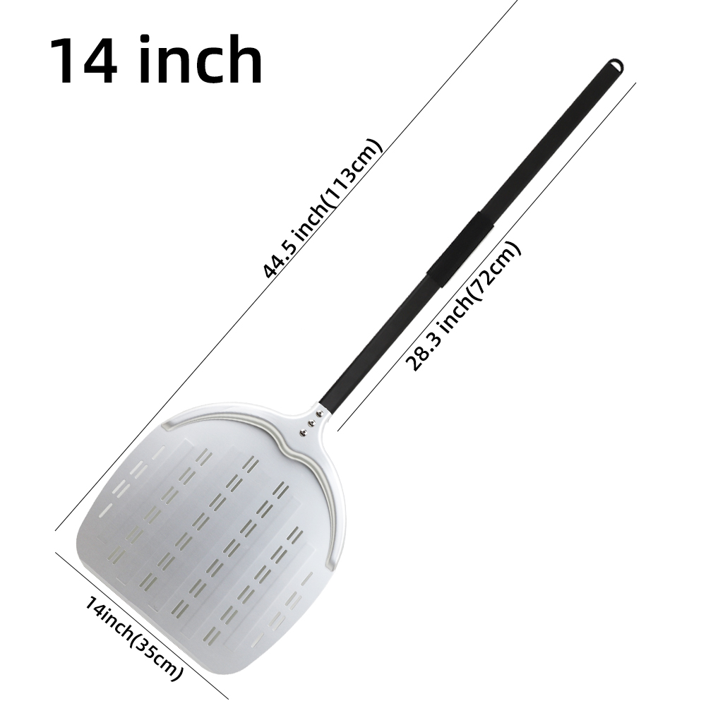12 13 14 Inch Pizza Schil Lange Steel Draaien Aluminium Pizza Turner Anti-aanbak Bakken Tool Geperforeerde Peddel Keuken accessoire: Marineblauw