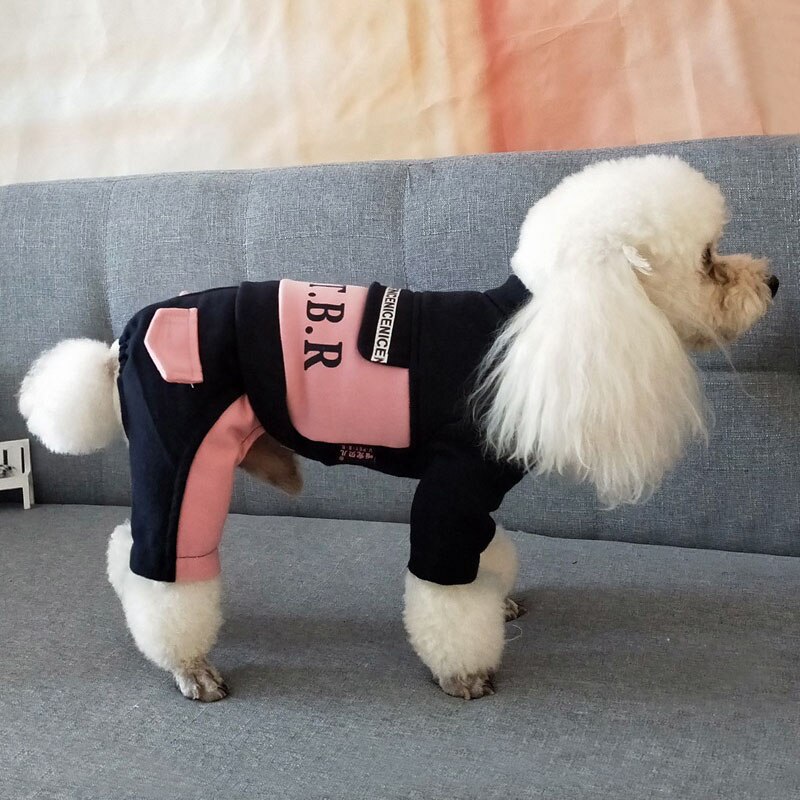 Combinaison en coton pour chien, vêtement d'hiver, salopette pour petit et moyen gabarit, lettre imprimée, yorkshire: Black / XXL