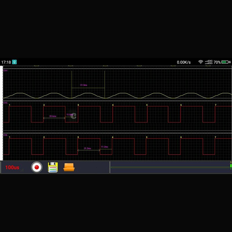 Portable Mobile Phone Oscilloscope 13 Signal Sampling Ports TWF102 For Android Logic Analyzer Oscillator Digital Analysis