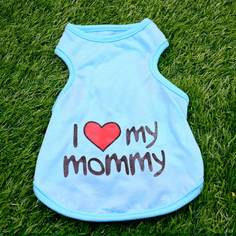 Vêtements pour animaux de compagnie "j'aime maman" imprimé chien chat vêtements t-shirts été respirant coton T-shirt pour chaton chats chiot petits chiens