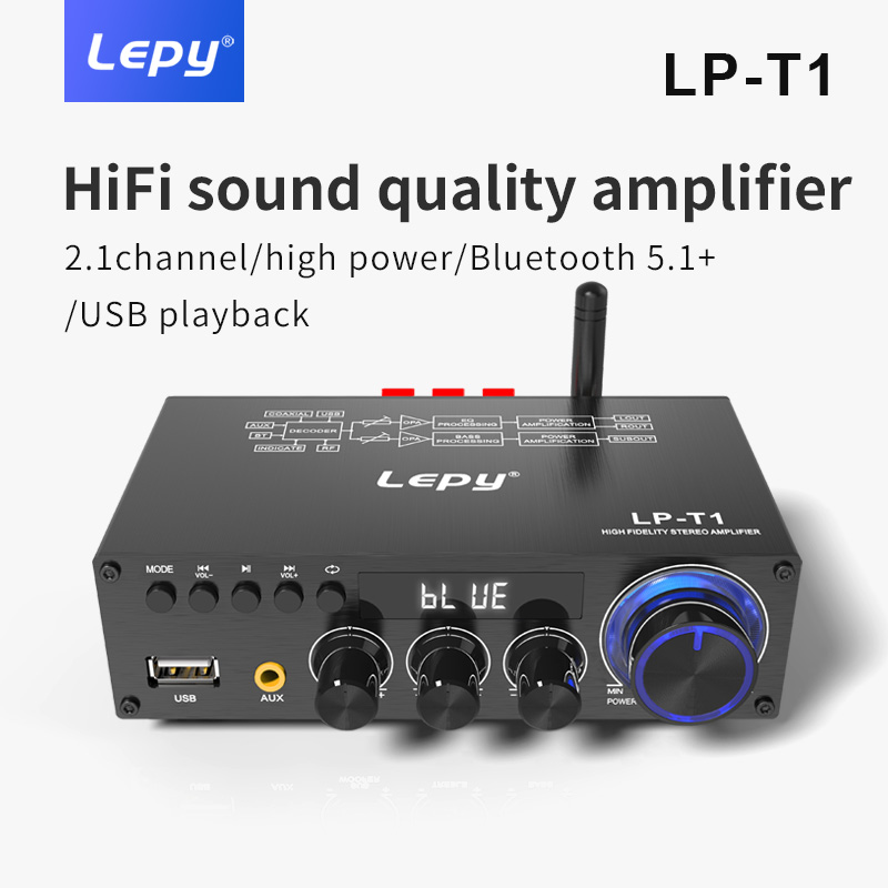 LEPY-T1 30Wx2+60W Amplifier High Power 2.1 Channel Super Bass Subwoofer Bluetooth 5.1 Coaxial USB Remote Control Function