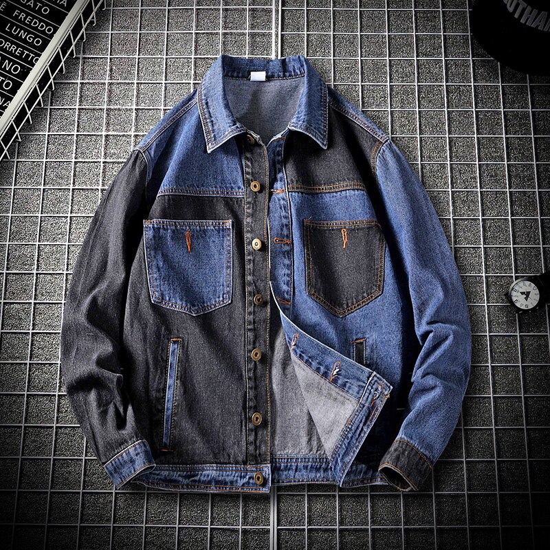 Autumn Hip Hop Patchwork Mens Denim Jacket Young Street Jacket Men Plus Size Jeans Men Jacket